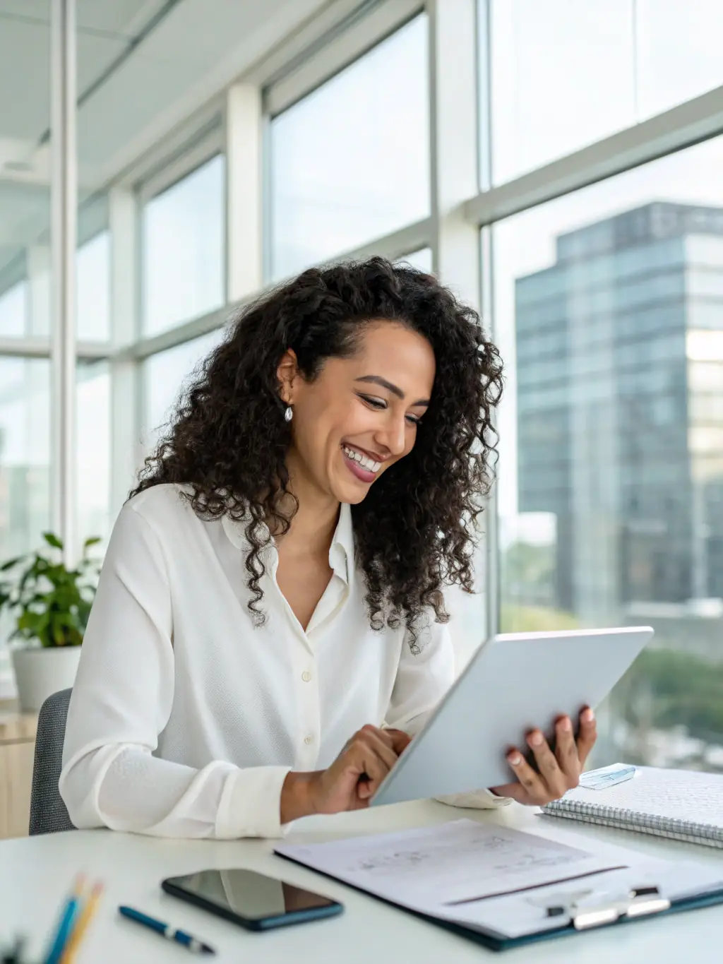 A professional agent reviewing a list of health insurance leads on a digital tablet, emphasizing targeted lead generation.