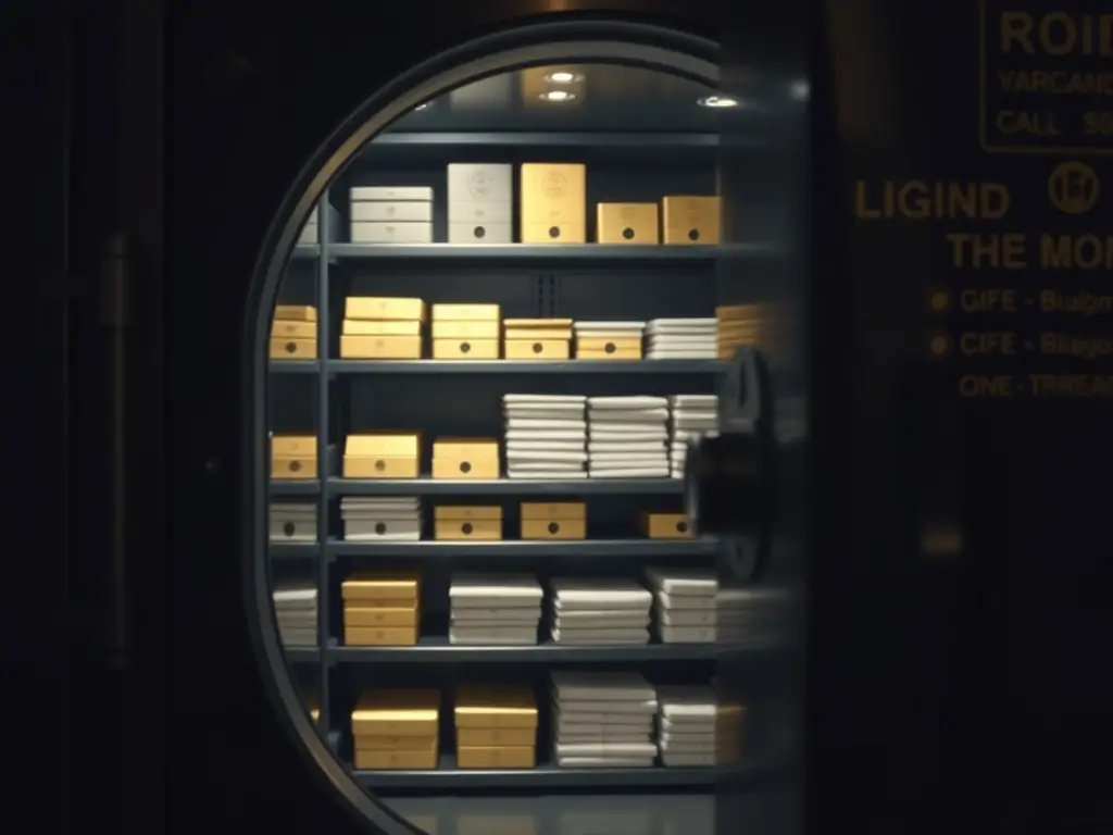 A secure vault filled with gold bars and important legal documents, symbolizing asset protection and wealth preservation.